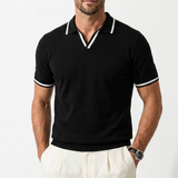 Sterling Row | Contrast Trim Knit Polo Shirt for Men Smart Casual Comfort
