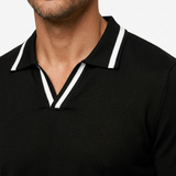 Sterling Row | Contrast Trim Knit Polo Shirt for Men Smart Casual Comfort