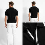 Sterling Row | Contrast Trim Knit Polo Shirt for Men Smart Casual Comfort