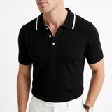 Sterling Row | Contrast Trim Knit Polo Shirt for Men Smart Casual Comfort