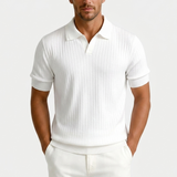 Sterling Row | Ribbed Knit Polo Shirt for Men Smart Casual Comfort