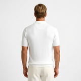 Sterling Row | Ribbed Knit Polo Shirt for Men Smart Casual Comfort