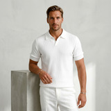 Sterling Row | Ribbed Knit Polo Shirt for Men Smart Casual Comfort