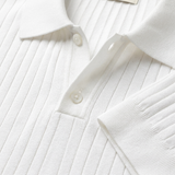 Sterling Row | Ribbed Knit Polo Shirt for Men Smart Casual Comfort