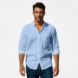 Sterling Row | Men’s Mandarin Collar Linen Shirt