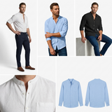 Sterling Row | Men’s Mandarin Collar Linen Shirt