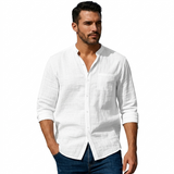Sterling Row | Men’s Mandarin Collar Linen Shirt