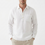 Sterling Row | Relaxed Fit Cotton Linen Popover Shirt