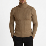 Sterling Row | Men’s Cable Knit Turtleneck Sweater Slim Fit Luxury