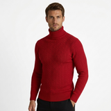 Sterling Row | Men’s Cable Knit Turtleneck Sweater Slim Fit Luxury