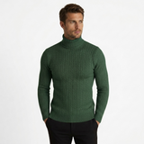 Sterling Row | Men’s Cable Knit Turtleneck Sweater Slim Fit Luxury