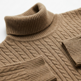 Sterling Row | Men’s Cable Knit Turtleneck Sweater Slim Fit Luxury