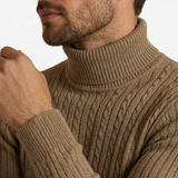 Sterling Row | Men’s Cable Knit Turtleneck Sweater Slim Fit Luxury