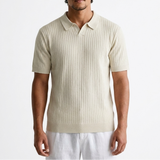 Sterling Row | Men’s Ribbed Knit Polo Shirt Short Sleeve Quiet Luxury