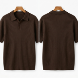 Sterling Row | Men’s Ribbed Knit Polo Shirt Short Sleeve Quiet Luxury