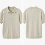 Sterling Row | Men’s Ribbed Knit Polo Shirt Short Sleeve Quiet Luxury
