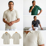 Sterling Row | Men’s Ribbed Knit Polo Shirt Short Sleeve Quiet Luxury