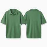 Sterling Row | Men’s Ribbed Knit Polo Shirt Short Sleeve Quiet Luxury