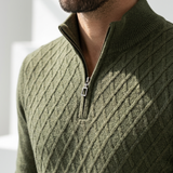 Sterling Row | Men’s Textured Quarter Zip Knit Sweater Smart Casual
