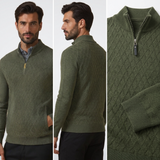 Sterling Row | Men’s Textured Quarter Zip Knit Sweater Smart Casual