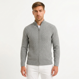 Sterling Row | Men’s Ribbed Zip Cardigan Sweater Luxury Knitwear