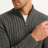 Sterling Row | Men’s Ribbed Zip Cardigan Sweater Luxury Knitwear