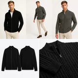 Sterling Row | Men’s Ribbed Zip Cardigan Sweater Luxury Knitwear