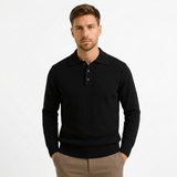 Sterling Row | Men’s Knit Polo Sweater Long Sleeve Smart Casual