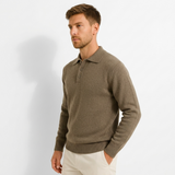 Sterling Row | Men’s Knit Polo Sweater Long Sleeve Smart Casual