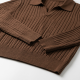 Sterling Row | Men’s Ribbed Polo Sweater Slim Fit Luxury Knit