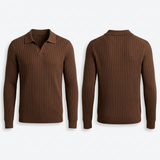 Sterling Row | Men’s Ribbed Polo Sweater Slim Fit Luxury Knit