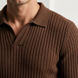 Sterling Row | Men’s Ribbed Polo Sweater Slim Fit Luxury Knit
