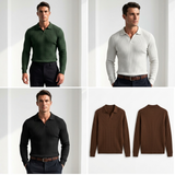 Sterling Row | Men’s Ribbed Polo Sweater Slim Fit Luxury Knit