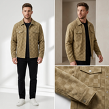 Sterling Row | Checkered Suede Jacket for Men Refined Transitional Style