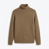 Sterling Row | Men’s Cable Knit Turtleneck Sweater Slim Fit Luxury