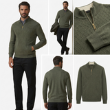 Sterling Row | Men’s Textured Quarter Zip Knit Sweater Smart Casual