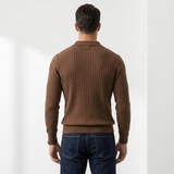 Sterling Row | Men’s Ribbed Polo Sweater Slim Fit Luxury Knit