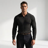 Sterling Row | Men’s Ribbed Polo Sweater Slim Fit Luxury Knit