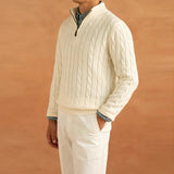Sterling Row | Men’s Jacquard Half Zip Sweater Old Money Knitwear