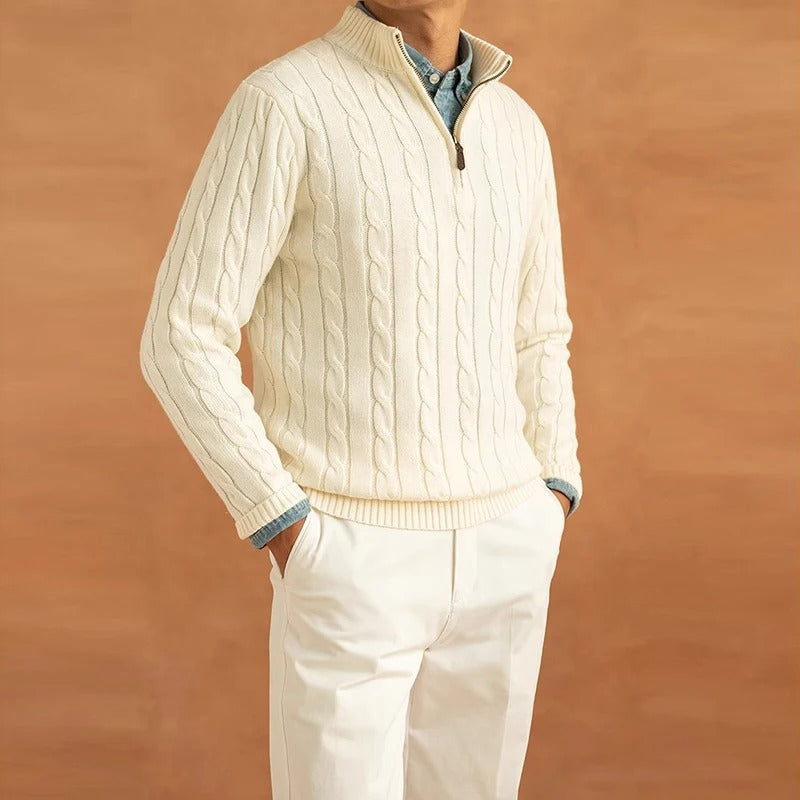 Sterling Row | Men’s Jacquard Half Zip Sweater Old Money Knitwear