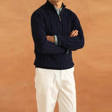 Sterling Row | Men’s Jacquard Half Zip Sweater Old Money Knitwear
