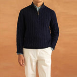 Sterling Row | Men’s Jacquard Half Zip Sweater Old Money Knitwear