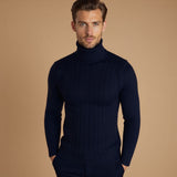 Sterling Row | Men’s Cable Knit Turtleneck Sweater Slim Fit Luxury