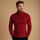 Sterling Row | Men’s Cable Knit Turtleneck Sweater Slim Fit Luxury