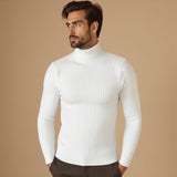 Sterling Row | Men’s Cable Knit Turtleneck Sweater Slim Fit Luxury