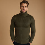 Sterling Row | Men’s Cable Knit Turtleneck Sweater Slim Fit Luxury