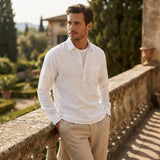 Sterling Row | Relaxed Fit Cotton Linen Popover Shirt